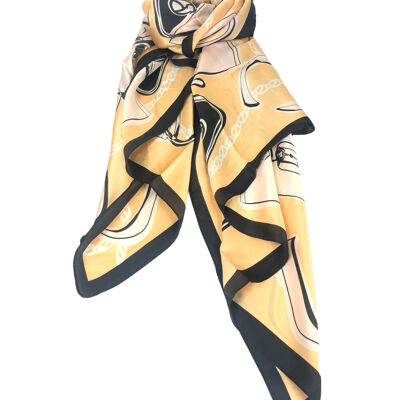 Scarf with chain print and equestrian details