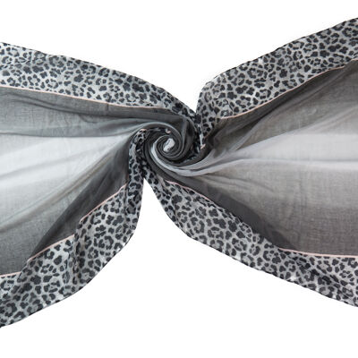 Foulard à rayures dégradées et bordures léopard