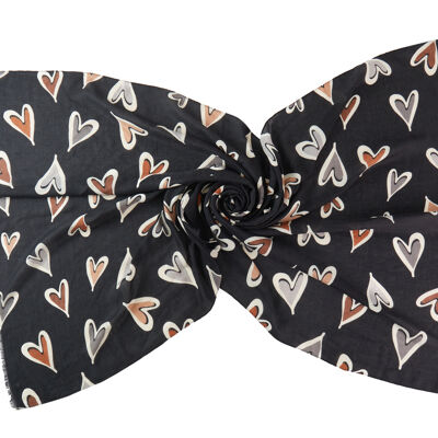 Scarf with stylized heart patterns