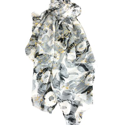 Abstract print scarf in artistic splatter style