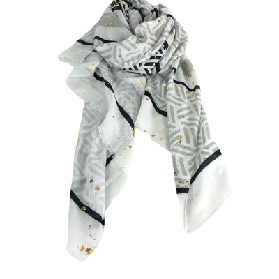 Foulard à motif graphique et éclats dorés subtils