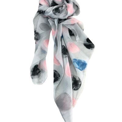Multicolored polka dot scarf with watercolor effect