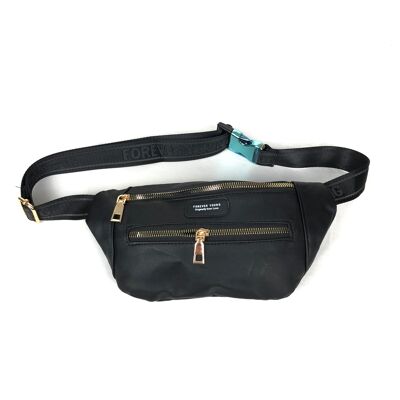 Sac banane à poches zippées et sangle logo "Forever Young"
