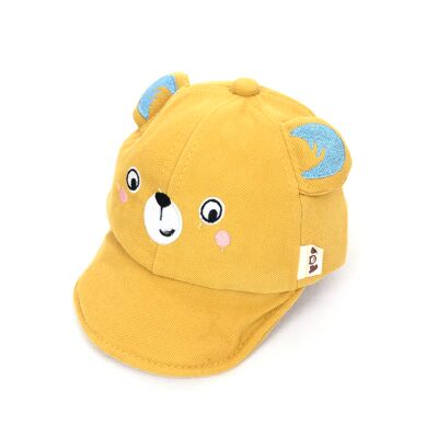 Gorro de bebé con estampado de osito con orejas y visera plegable
