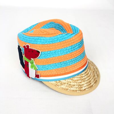 Gorro de paja para bebé con estampado de jirafa