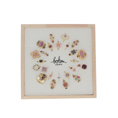 Kit de 24 bagues - doré violet - PRESENTOIR OFFERT