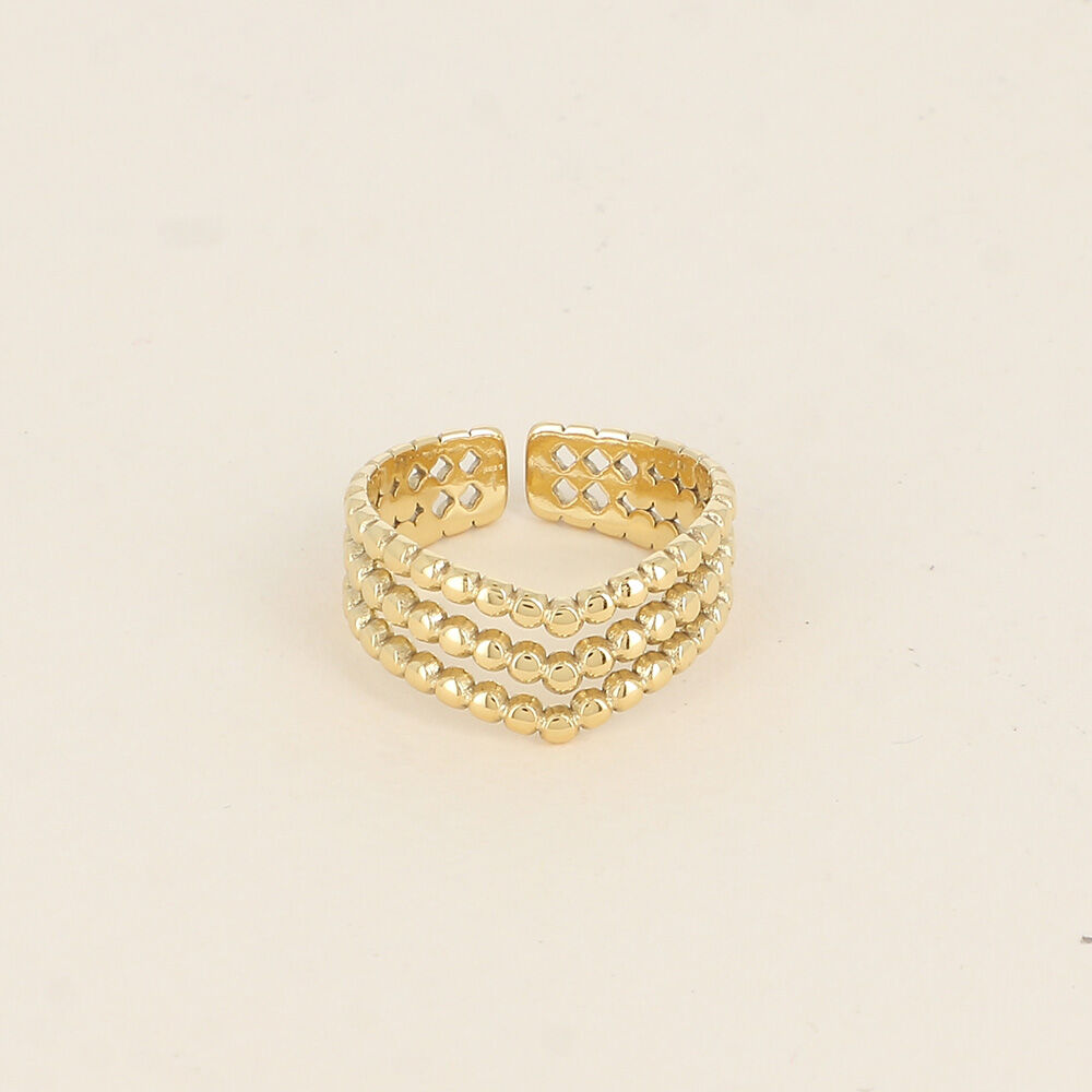 Anillo - 3 filas efecto milgrain formando una V