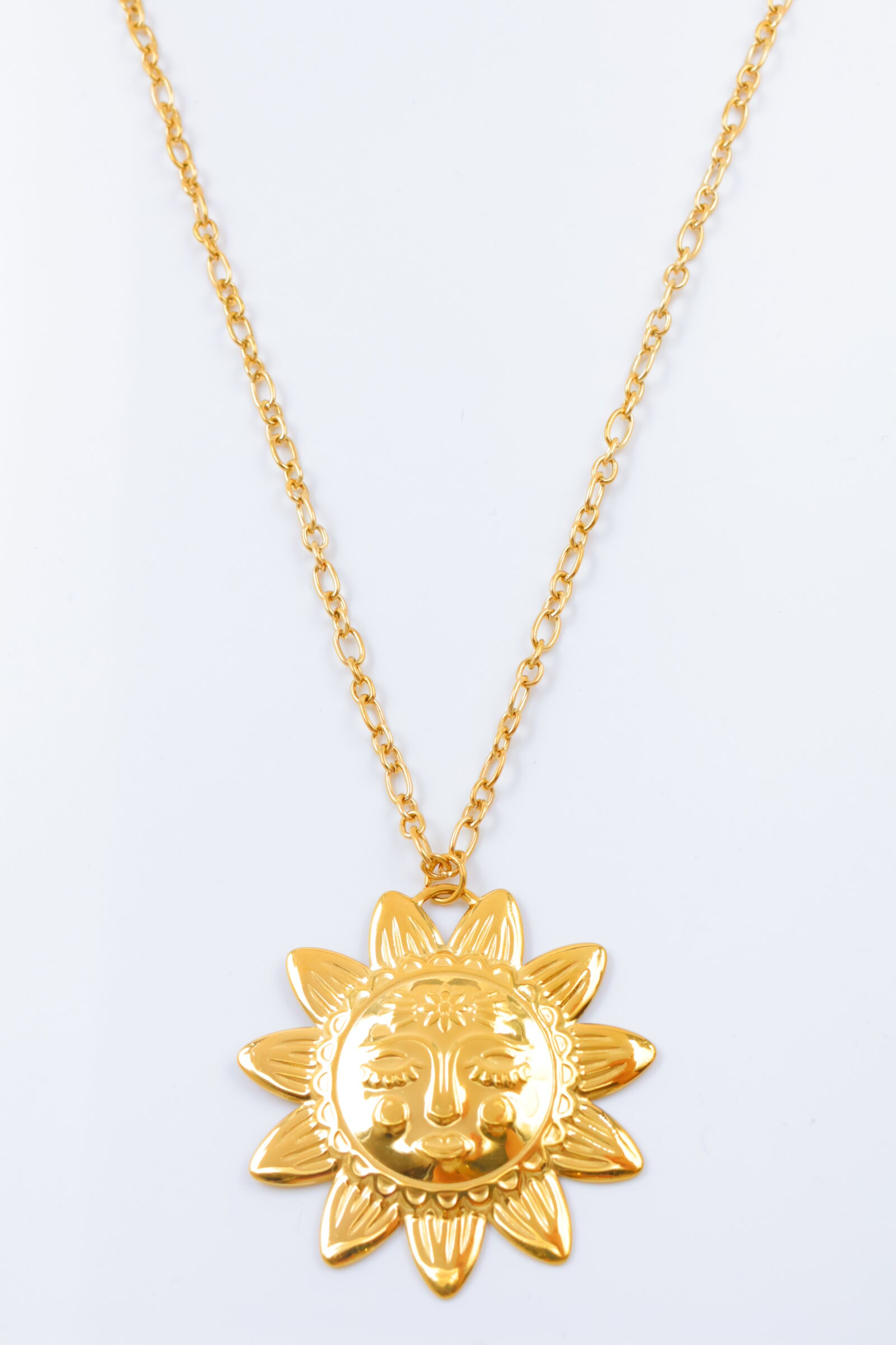 Collier pendentif soleil en acier inoxydable - BL227