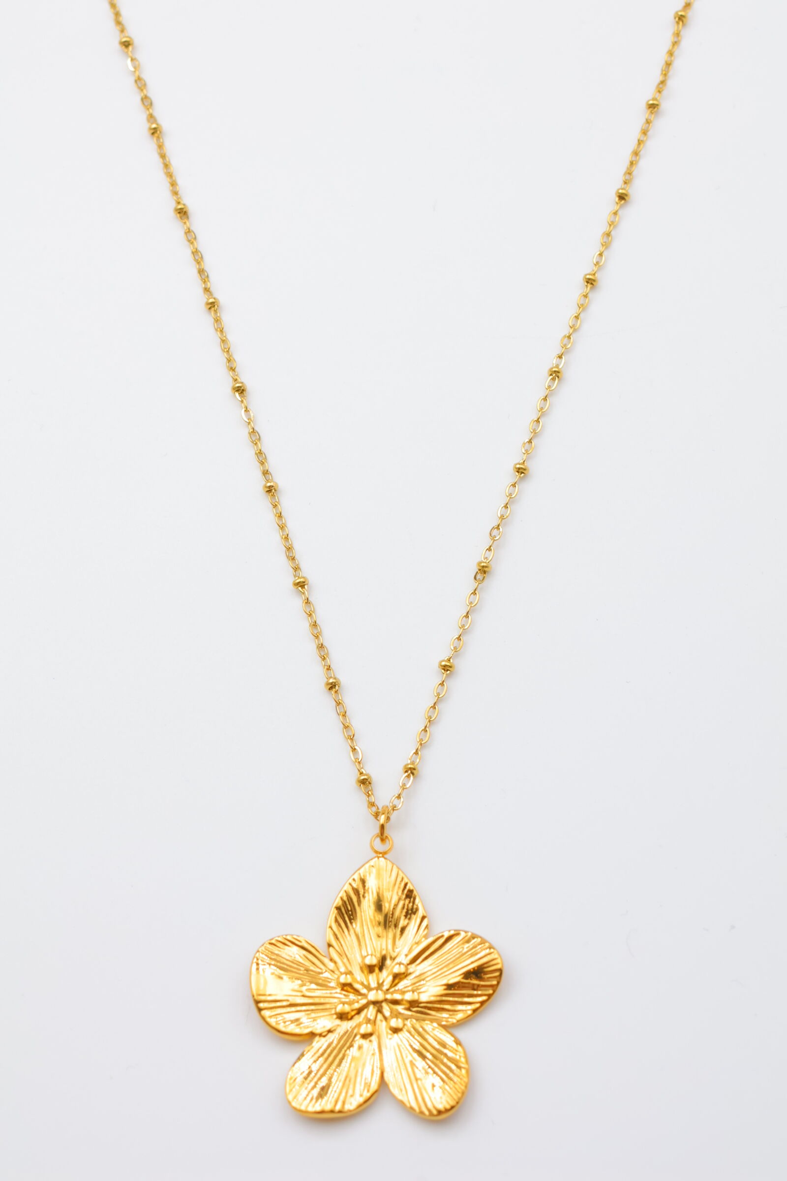 Collier pendentif fleur en acier inoxydable - BL228