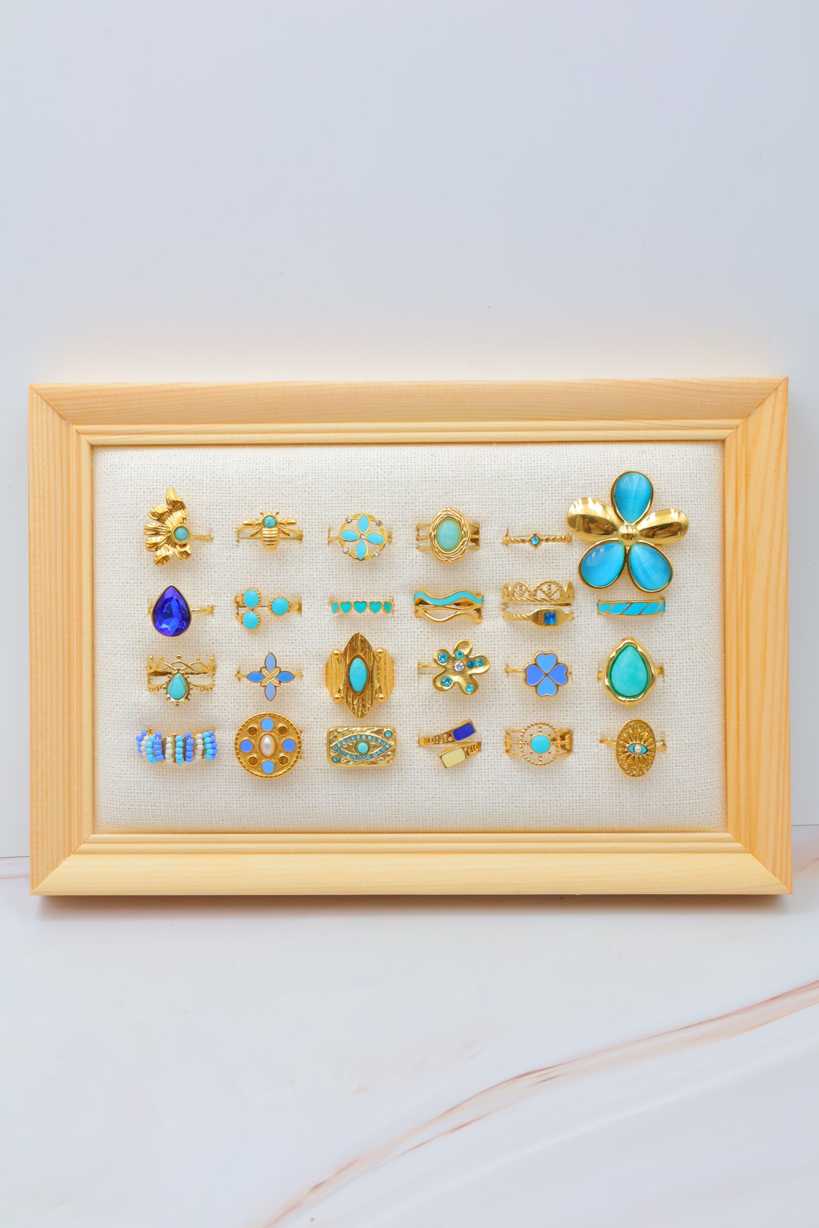 Set mit 24 Edelstahlringen mit Display - PR-BAGUE58