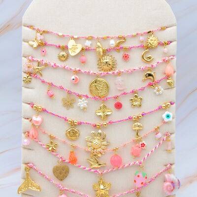 Juego de 8 collares de acero inoxidable con expositor - PR-COLLIER59