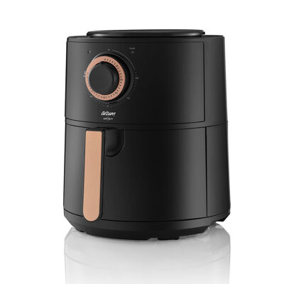 AIRTASTY AIR FRYER Airtasty Air Fryer, 4L Capacity, 60-Minute Timer, 60-200 °C Temperature Setting, Healthy Frying, Dishwasher-Safe Drawer and Basket, 1350W, Black (Black with Copper)