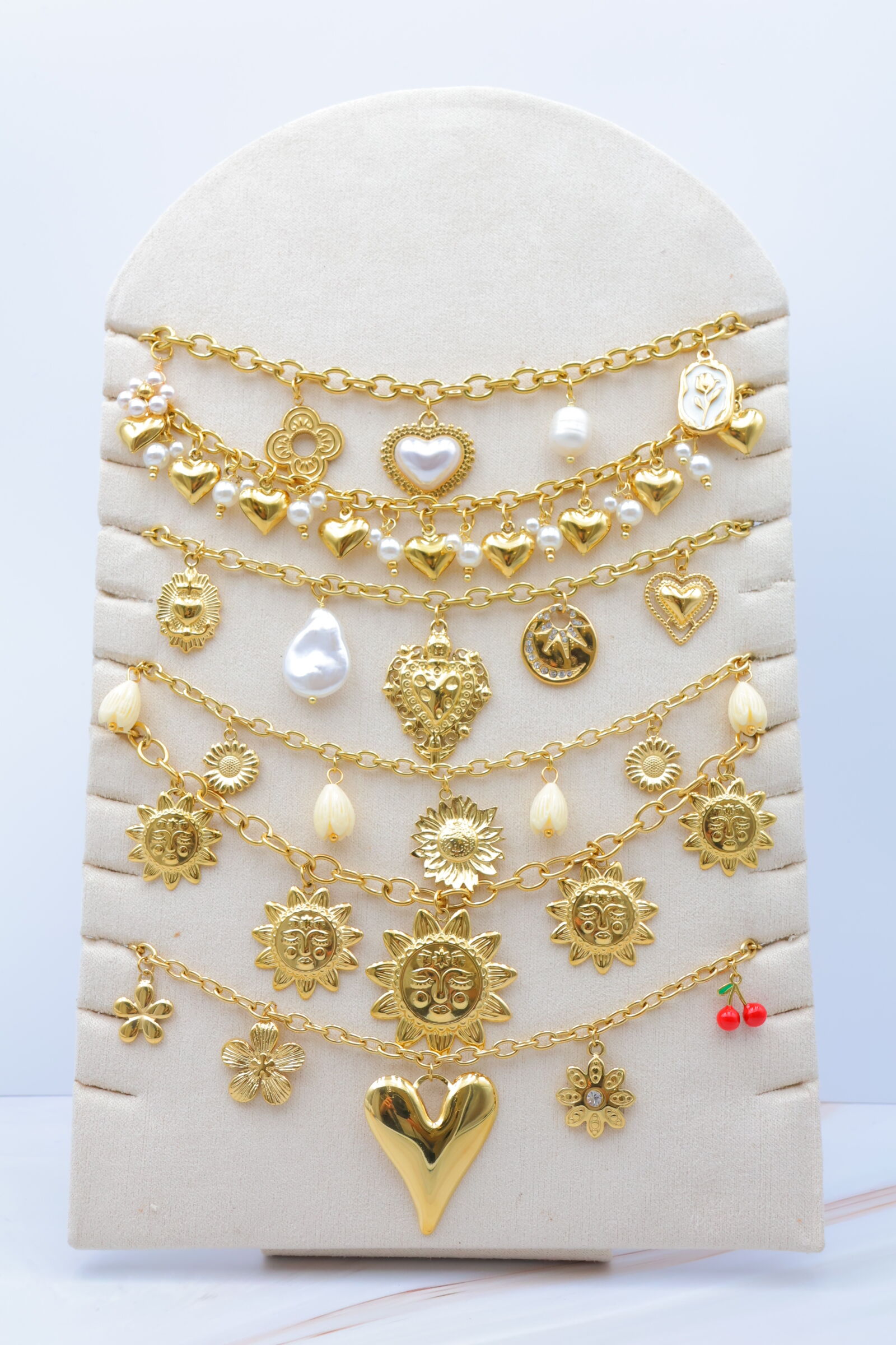Set mit 6 Edelstahlketten mit Display - PR-COLLIER66