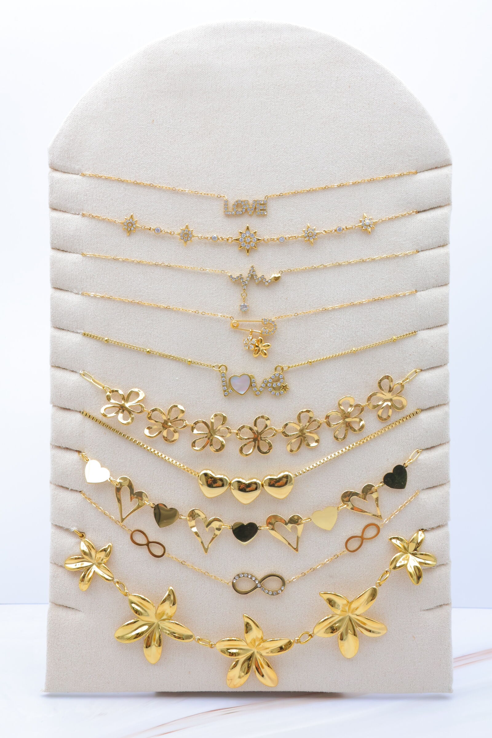 Set mit 10 Edelstahlketten mit Display - PR-COLLIER62