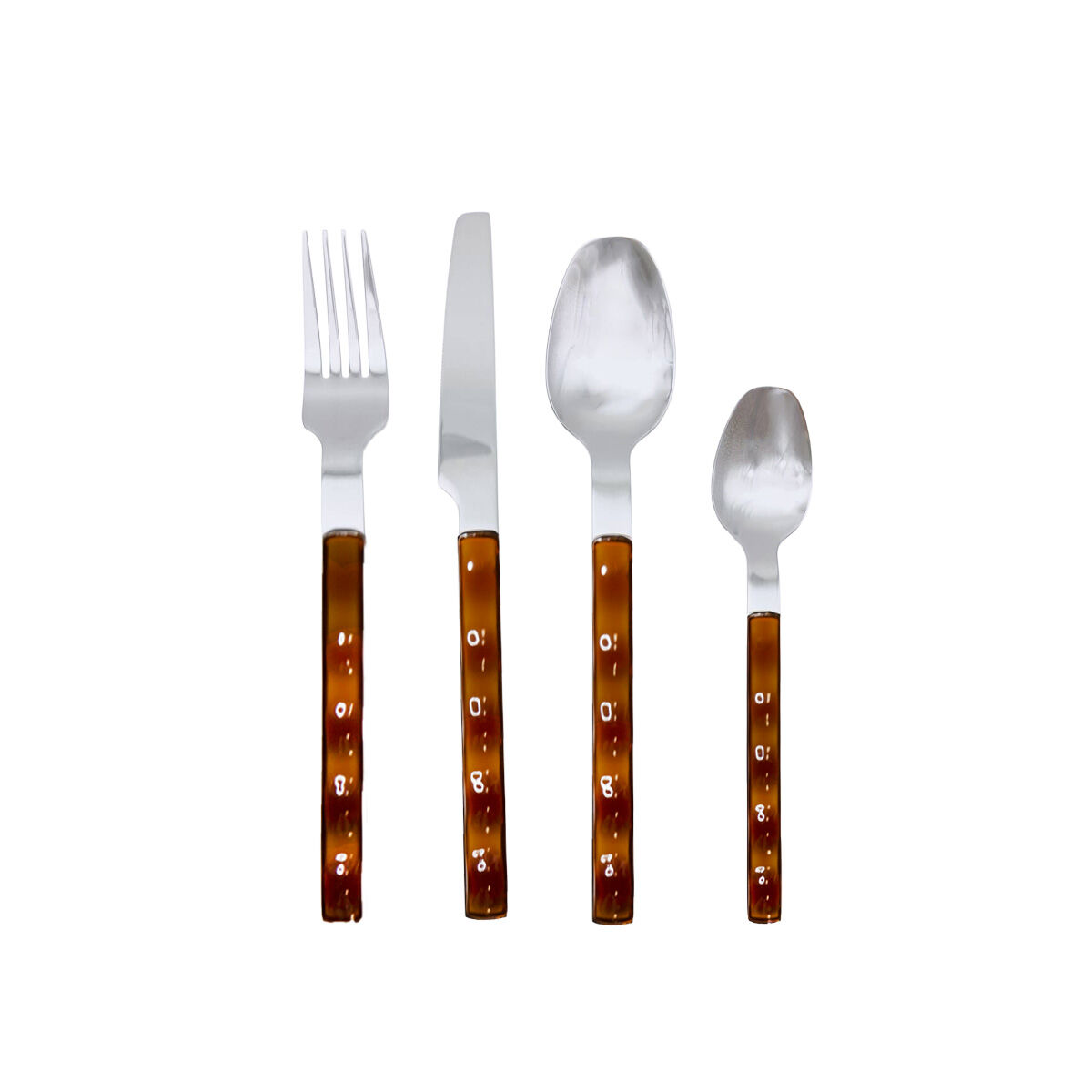 Ménagère 24 pièces en argent avec manche marron