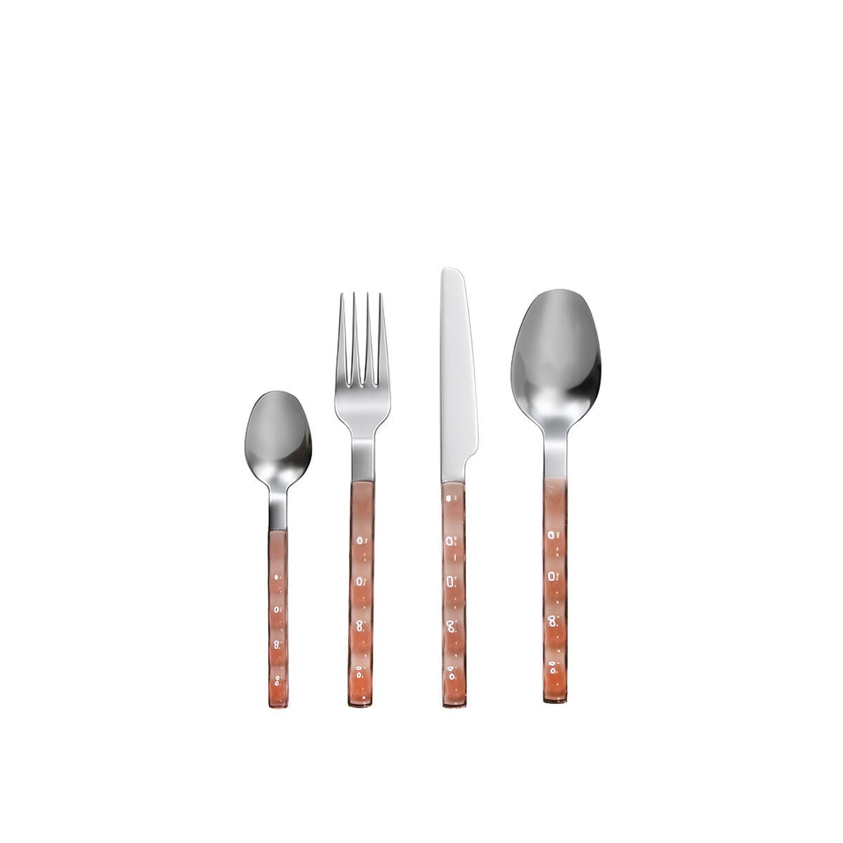 Ménagère 24 pièces en argent avec manche rose