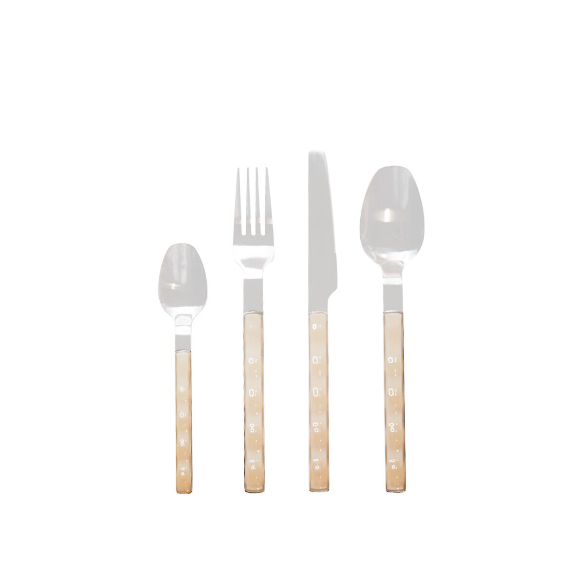 Set di posate in argento da 24 pezzi con manico beige