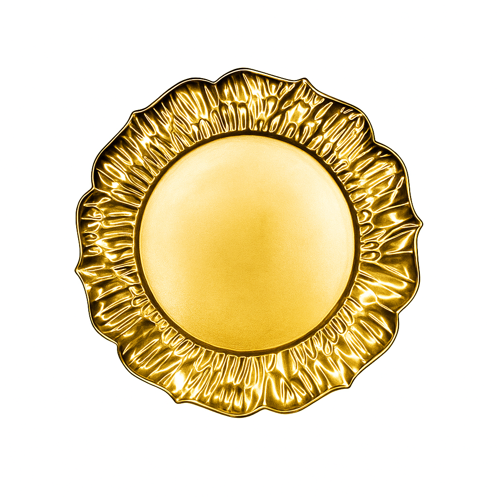 Sottobicchiere rotondo a forma di petalo dorato 33x33x2cm