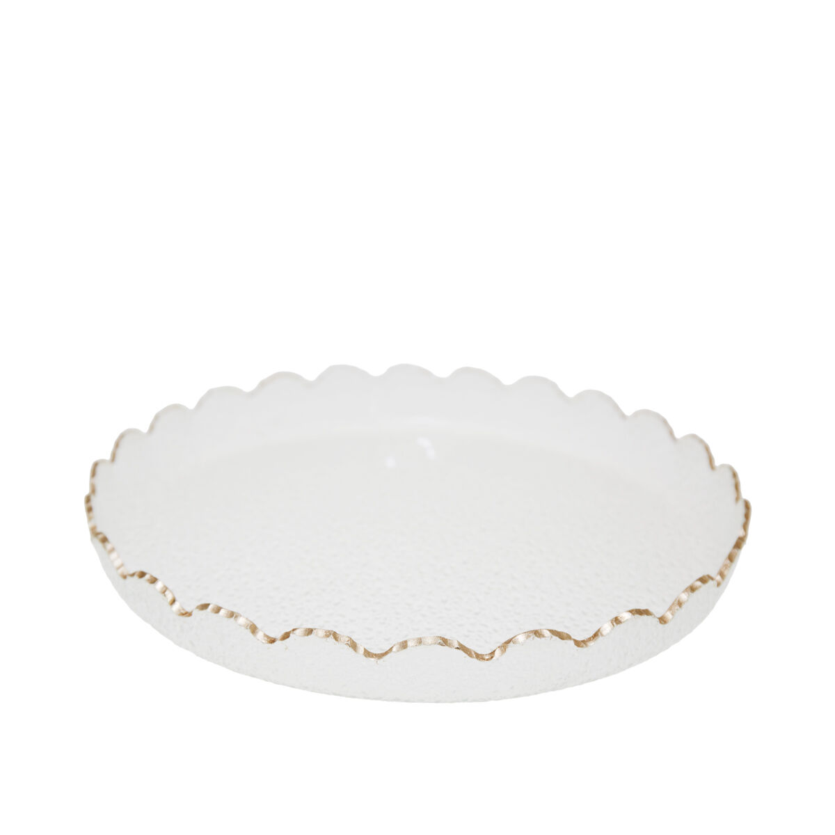 Round glass tray with gold rim 33x33x4cm
