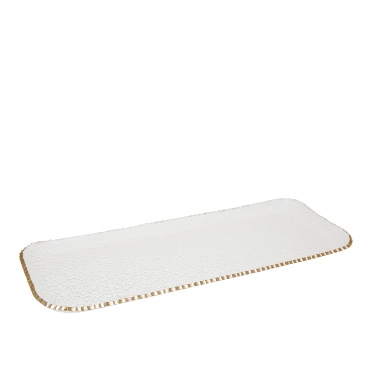 Rectangular glass tray with gold rim 37x15.5x2cm