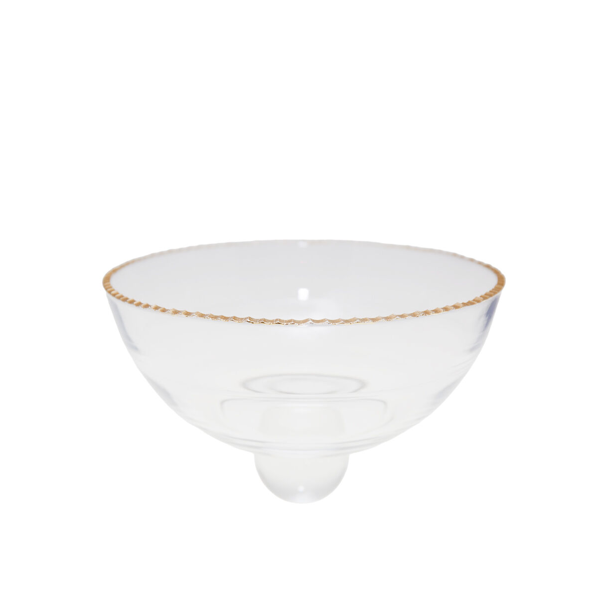 Saladier bord doré sur pied en verre 23.5x23.5x15.5cm