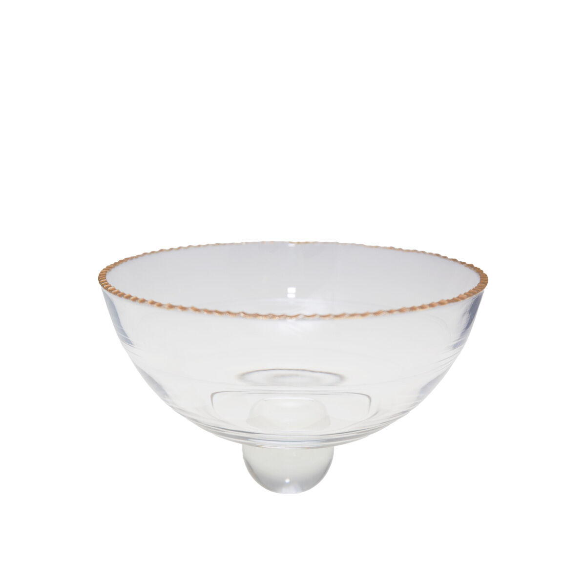 Salad bowl with gold rim on glass base 23.5 x 23.5x15.5cm