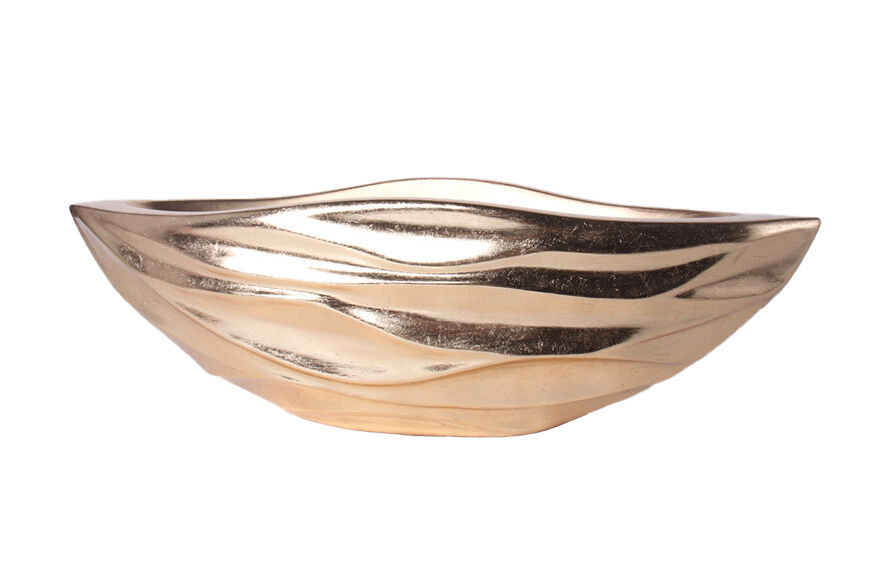 Tazza con onda dorata in poliresina 80.5x31x26cm