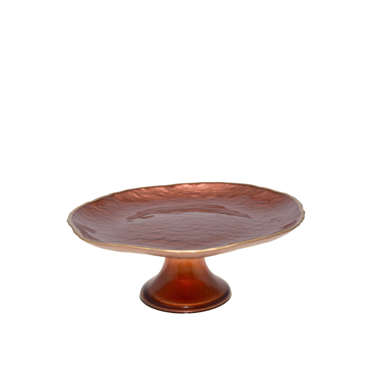Brown cake stand with gold rim 21cm
