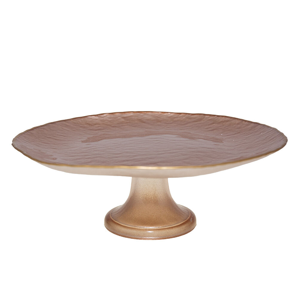 Beige cake stand with gold rim 28cm