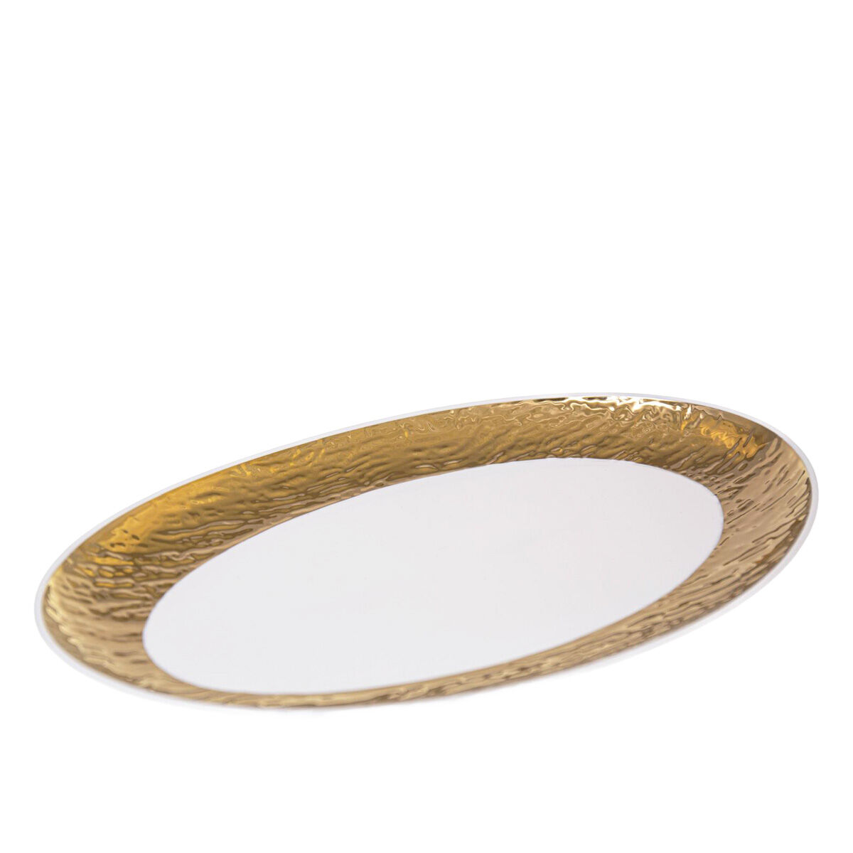 Piatto ovale bianco e oro 36.5 cm