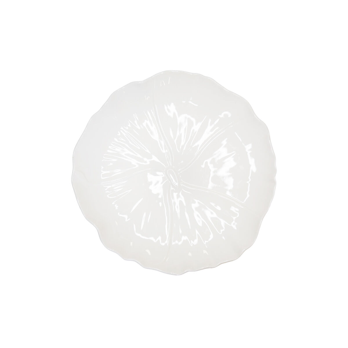 Piatto da dessert a forma di fiore bianco 25 cm