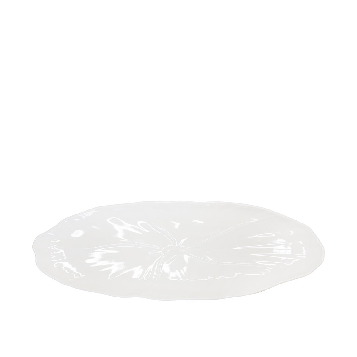 Piatto ovale con fiore bianco 37cm