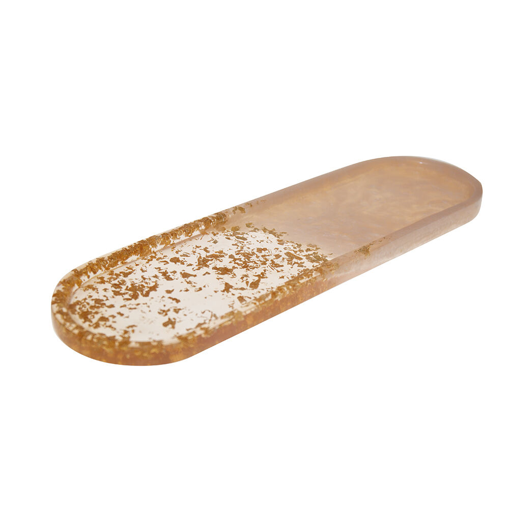 Oval resin glitter tray 38x11x1.5cm