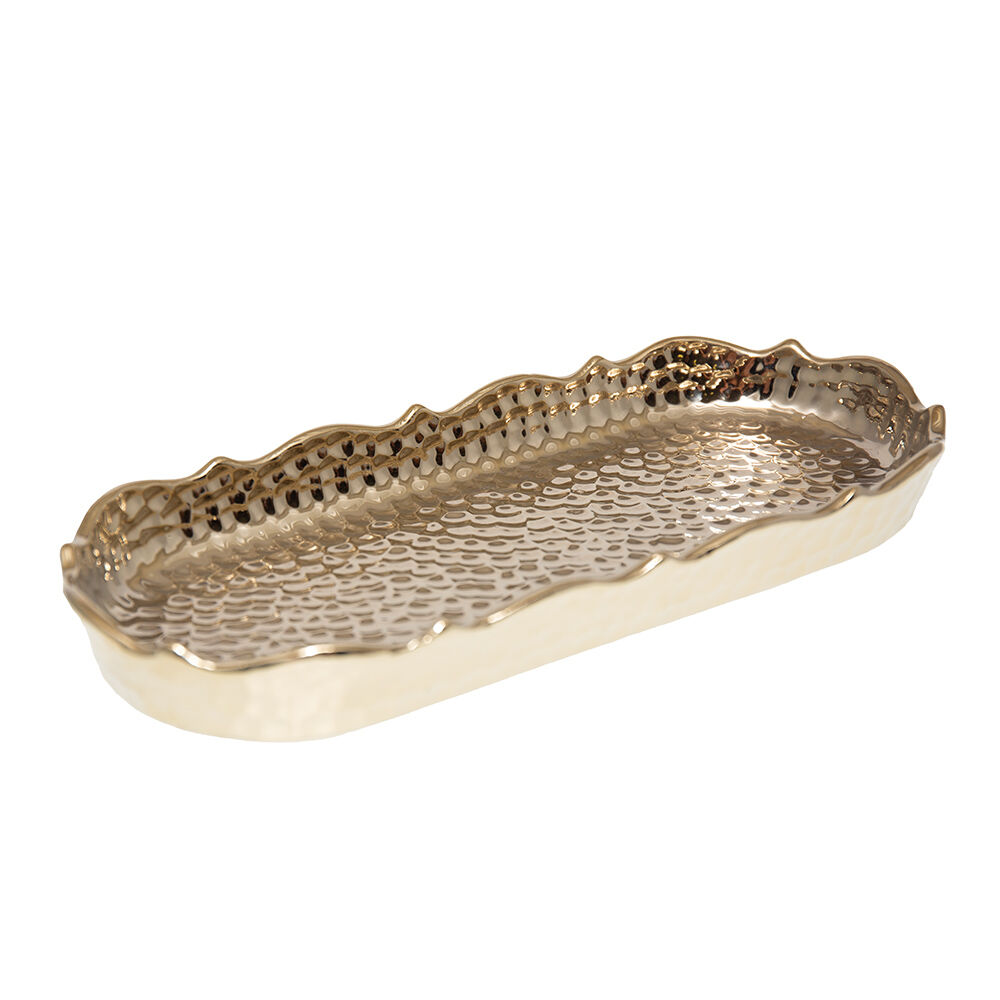 Ciotola rettangolare dorata 30x13x3.5 cm