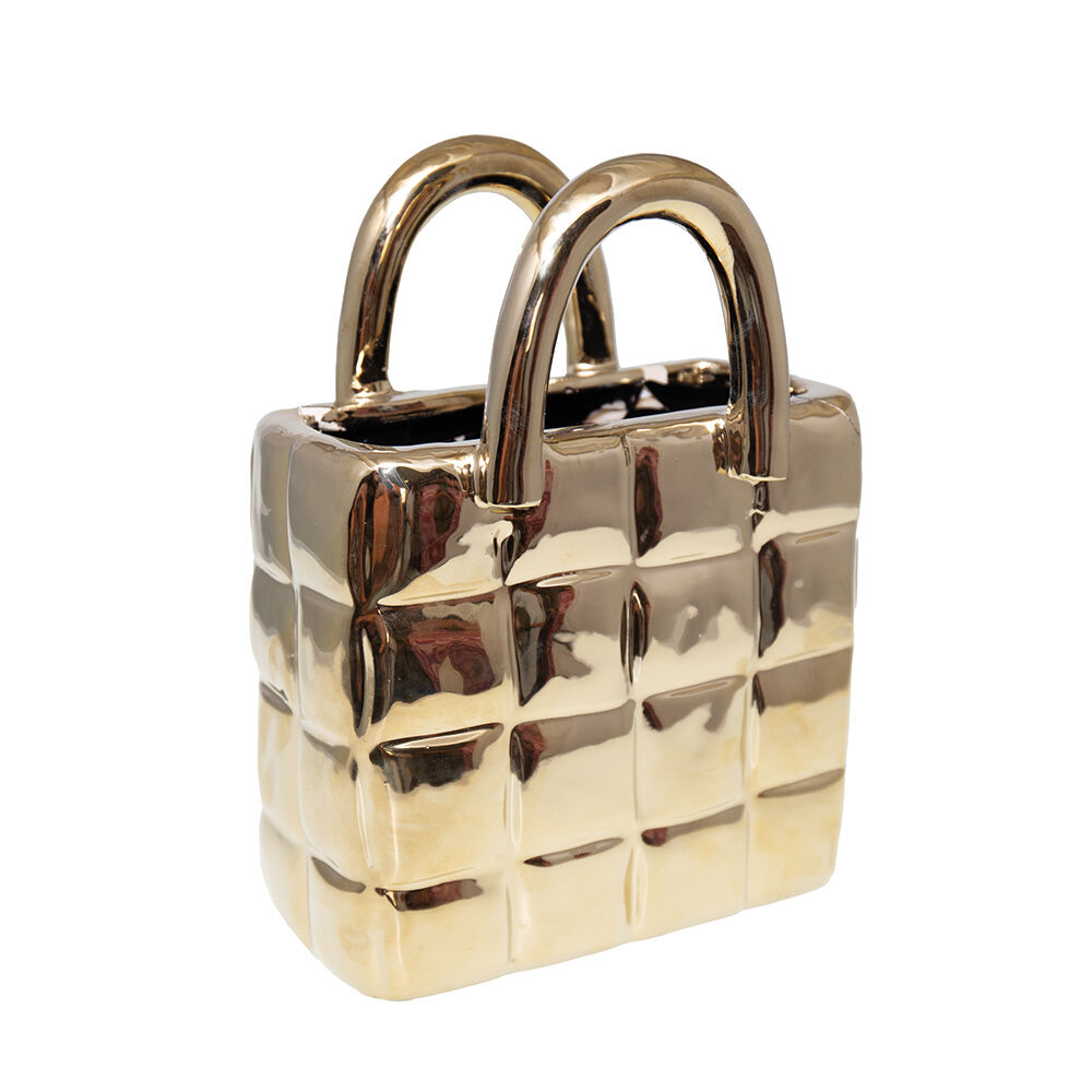 Vaso da borsetta in ceramica dorata 18.2x11.6x23.5 cm