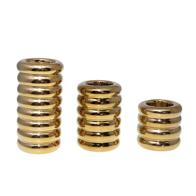 Portacandele in ceramica dorata - set da 3