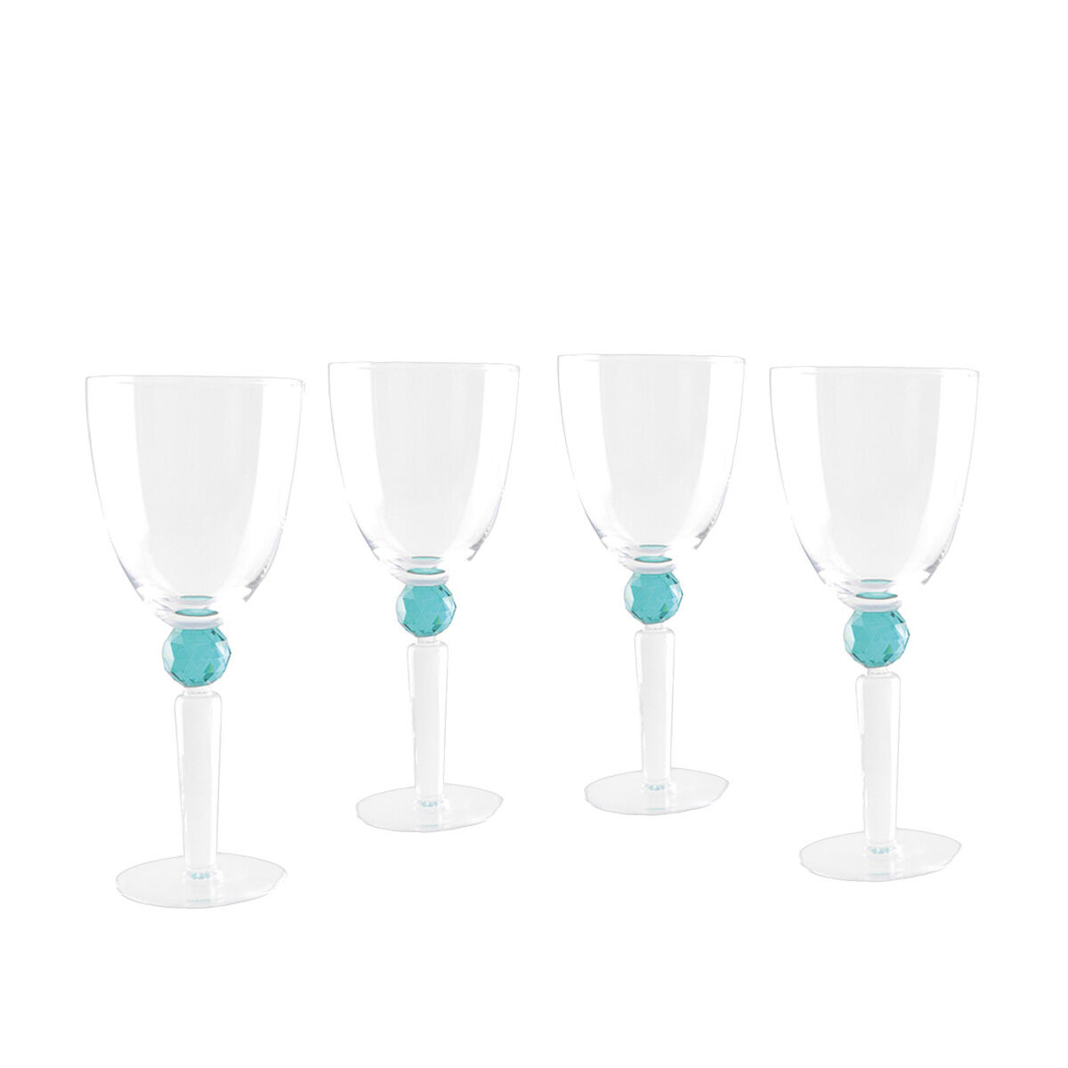 Grüne Weingläser mit Diamant-Stiel – 4er-Set