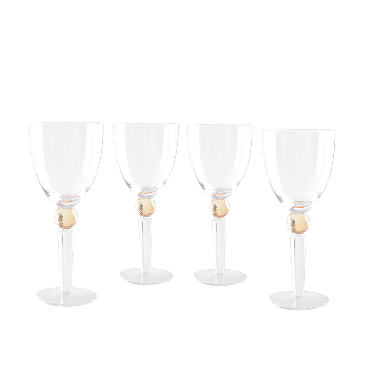 Weingläser mit gelbem Diamant-Stiel – 4er-Set
