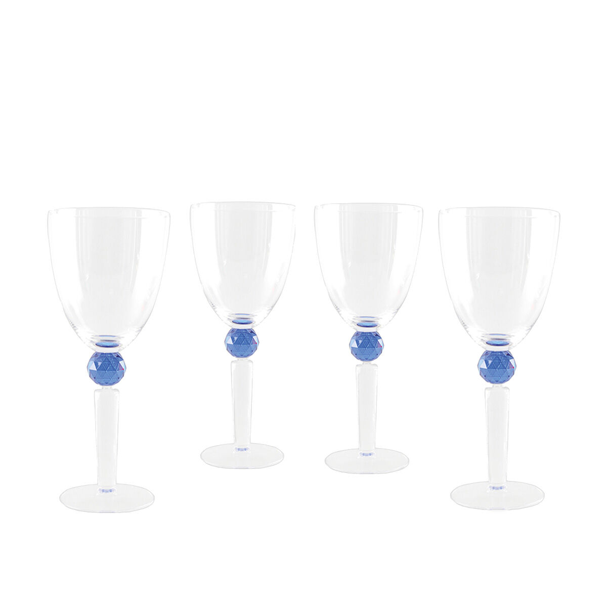 Weingläser mit blauem Diamant-Stiel – 4er-Set