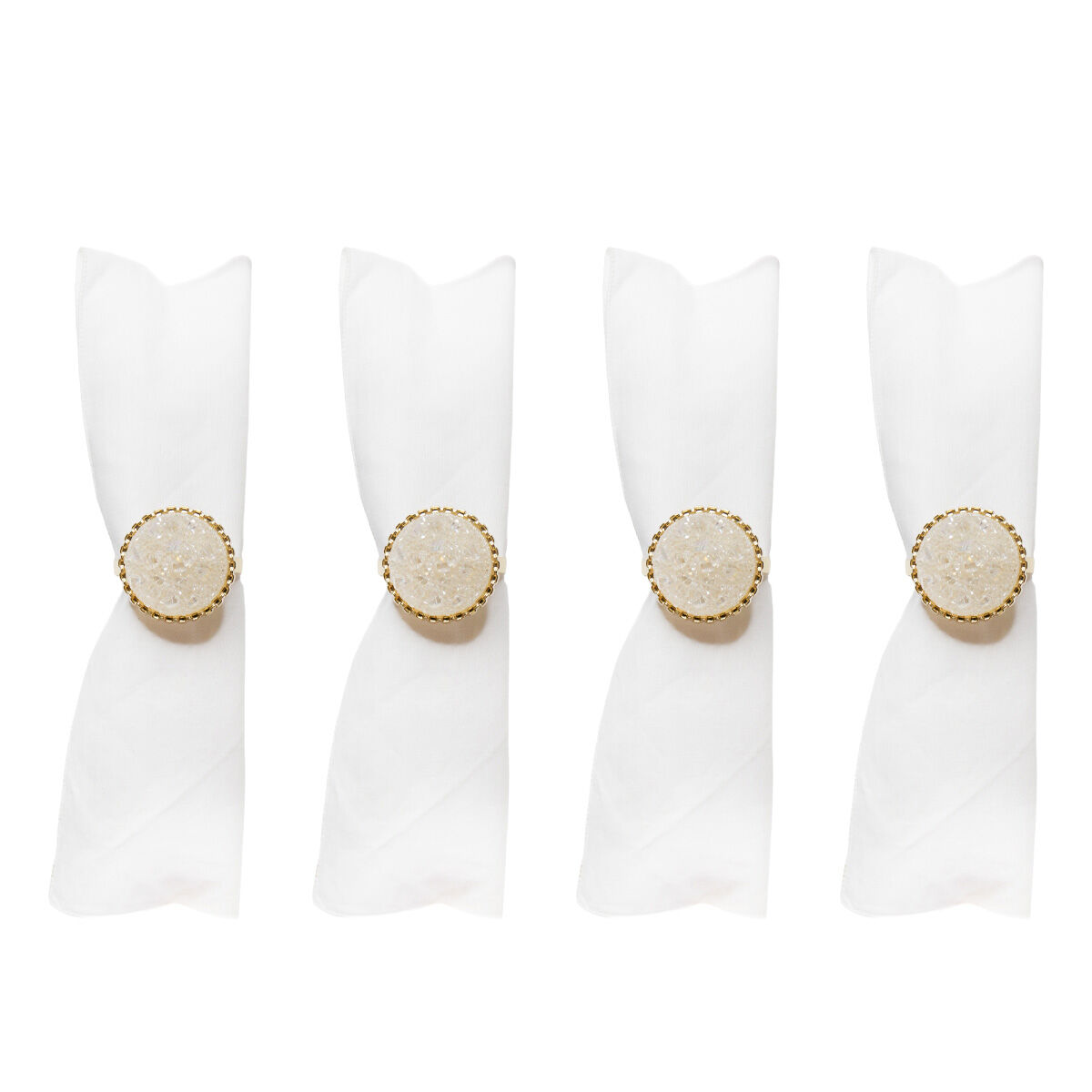 Lot de 4 ronds de serviette diamants blancs
