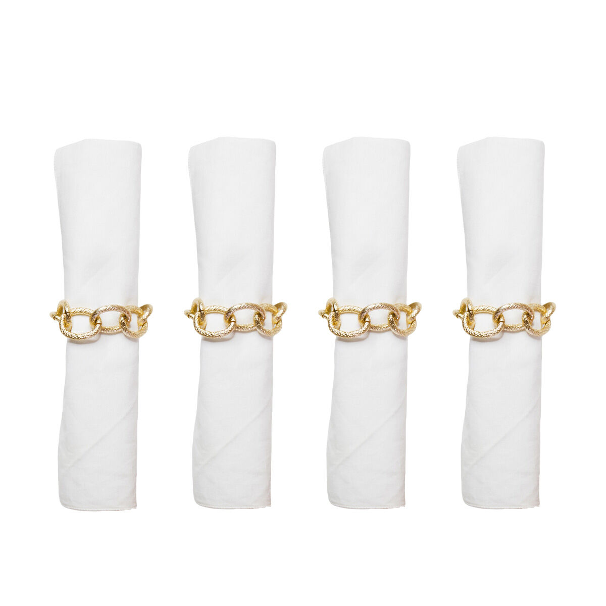 Set di 4 anelli per tovaglioli con catena dorata