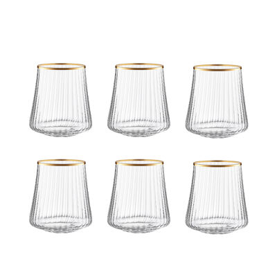 Vasos de agua con borde dorado de 350 ml - Juego de 6