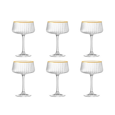 Copas de champán con borde dorado de 220 ml - Juego de 6
