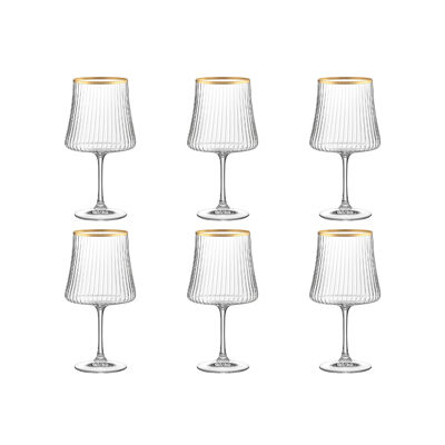 Copas de vino con borde dorado de 360 ml - Juego de 6