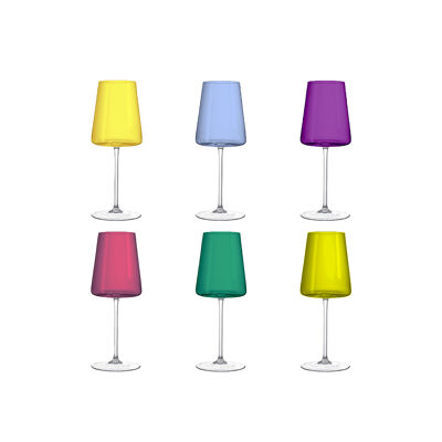 Copas de vino de 400 ml, 6 colores (juego de 6)