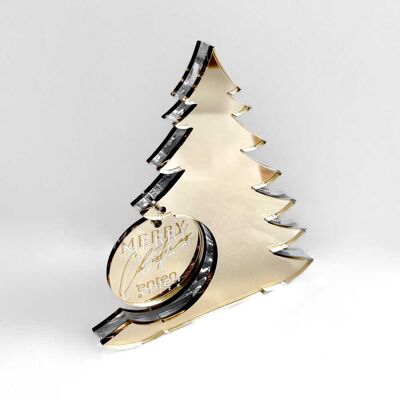 Décoration de table en acrylique vert pour sapin de Noël avec breloque gravée « Joyeux Noël » – Décoration de Noël