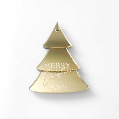 Décoration de sapin de Noël à suspendre en acrylique doré – Décoration « Joyeux Noël »