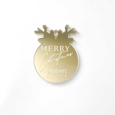 Boule de Noël à suspendre en acrylique doré – Décoration « Joyeux Noël »