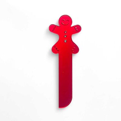 Red Acrylic Bookmark – Gingerbread Man Design