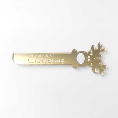 Gold Acrylic Bookmark "Reindeer" with Merry Christmas